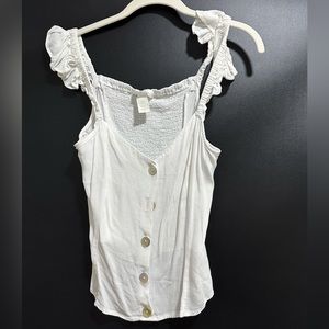 Off the shoulder white button up blouse
